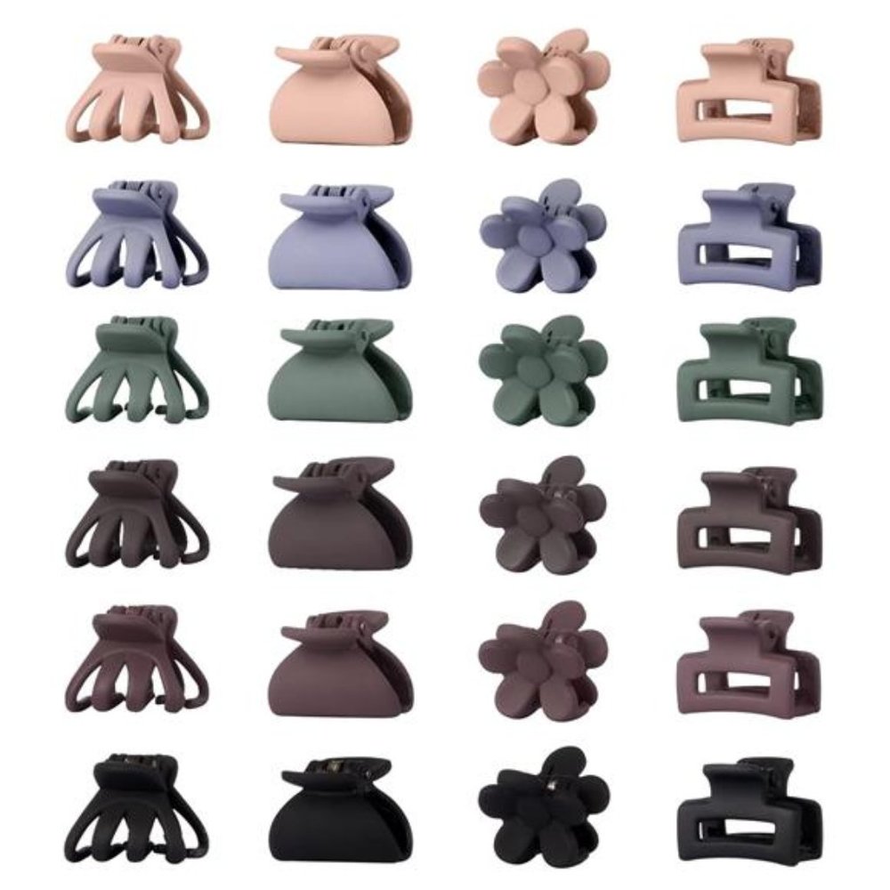Small Hair Claw Clips for Women Girls Thick Hair, Multicolored 24 PCS